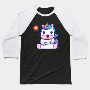 Cute Unicorn Gaming Cartoon Baseball T-Shirt